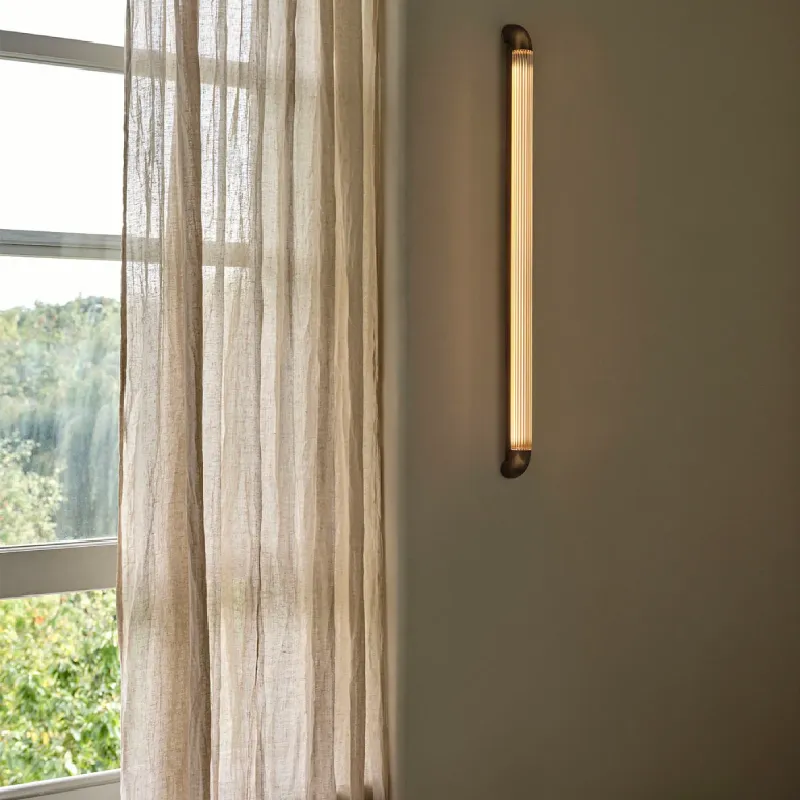 Cylindrical Linear Reeded Glass Wall Light