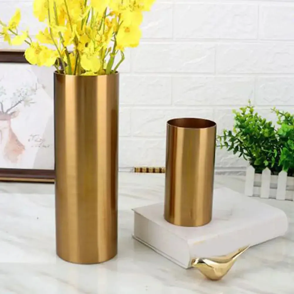 Cylindrical Metal Nordic Vase