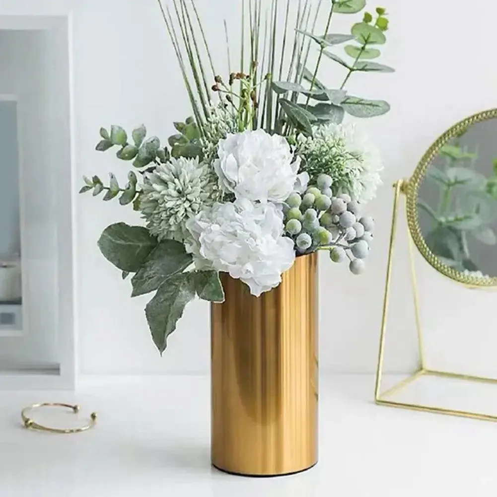 Cylindrical Metal Nordic Vase