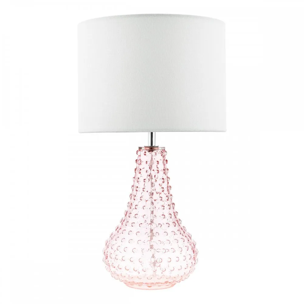Dar KRI4203 Kristina Table Lamp Pink Glass With Shade