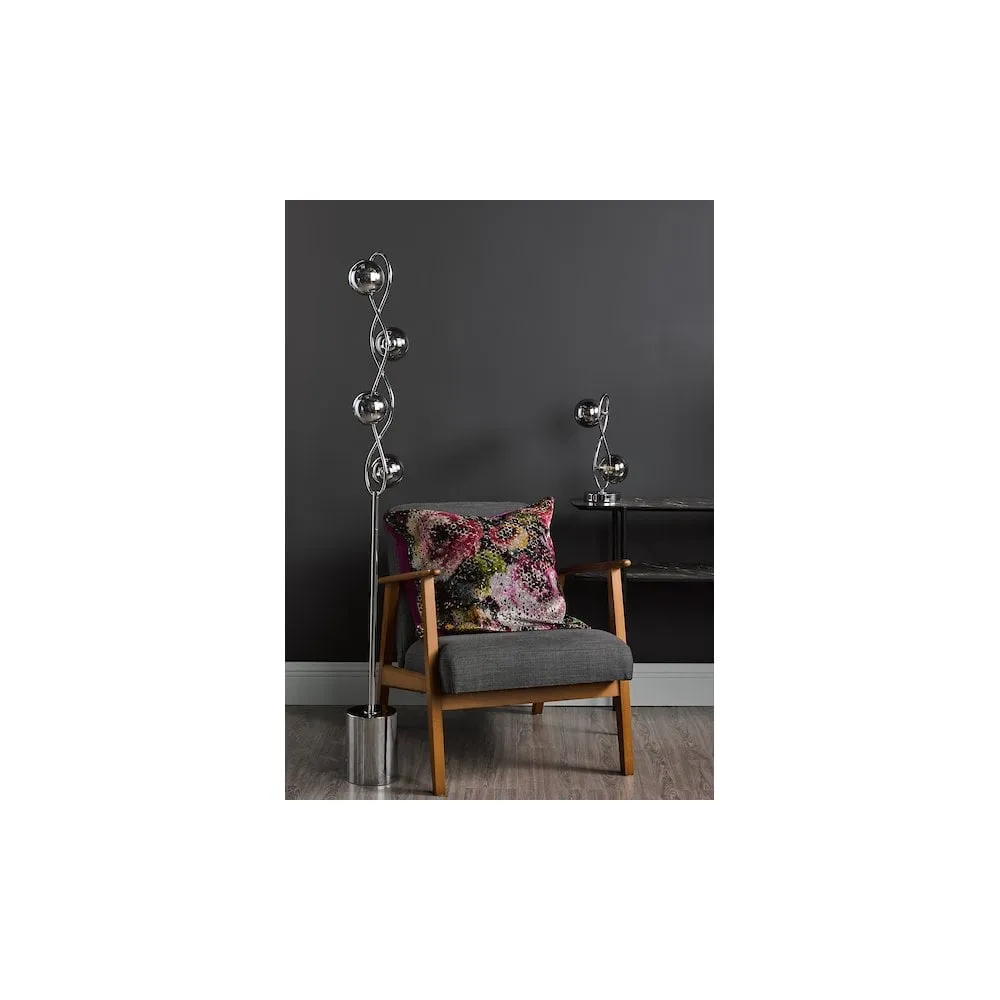 Dar LYS4250 | Lysandra 2-Light Table Lamp | Polished Chrome with Smoked Glass