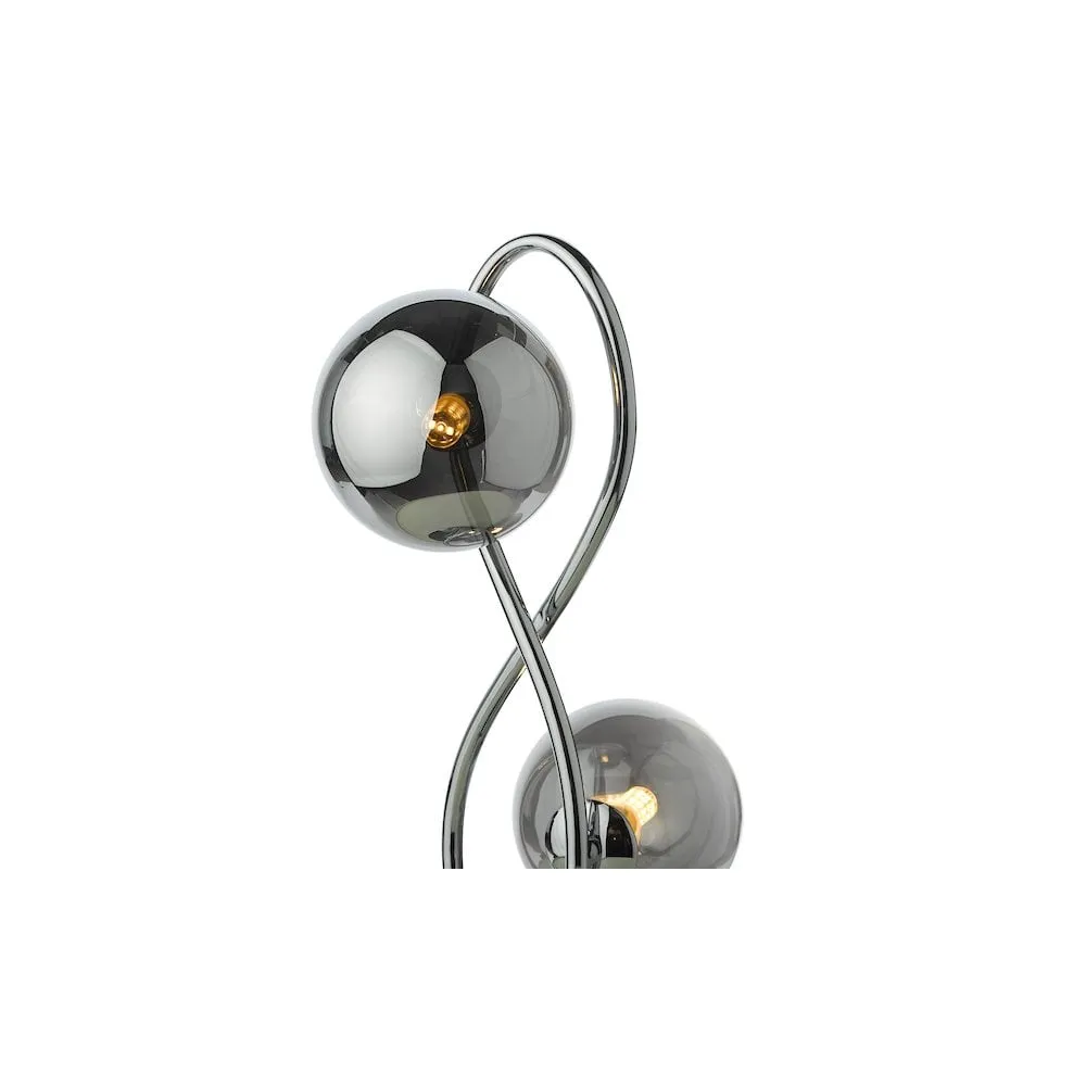 Dar LYS4250 | Lysandra 2-Light Table Lamp | Polished Chrome with Smoked Glass