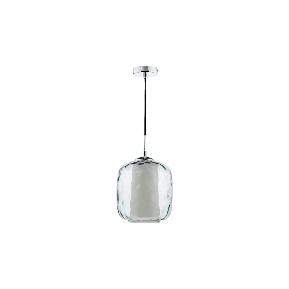 Dar MAJ0150 | Majella Pendant | Polished Chrome & Smoked Glass
