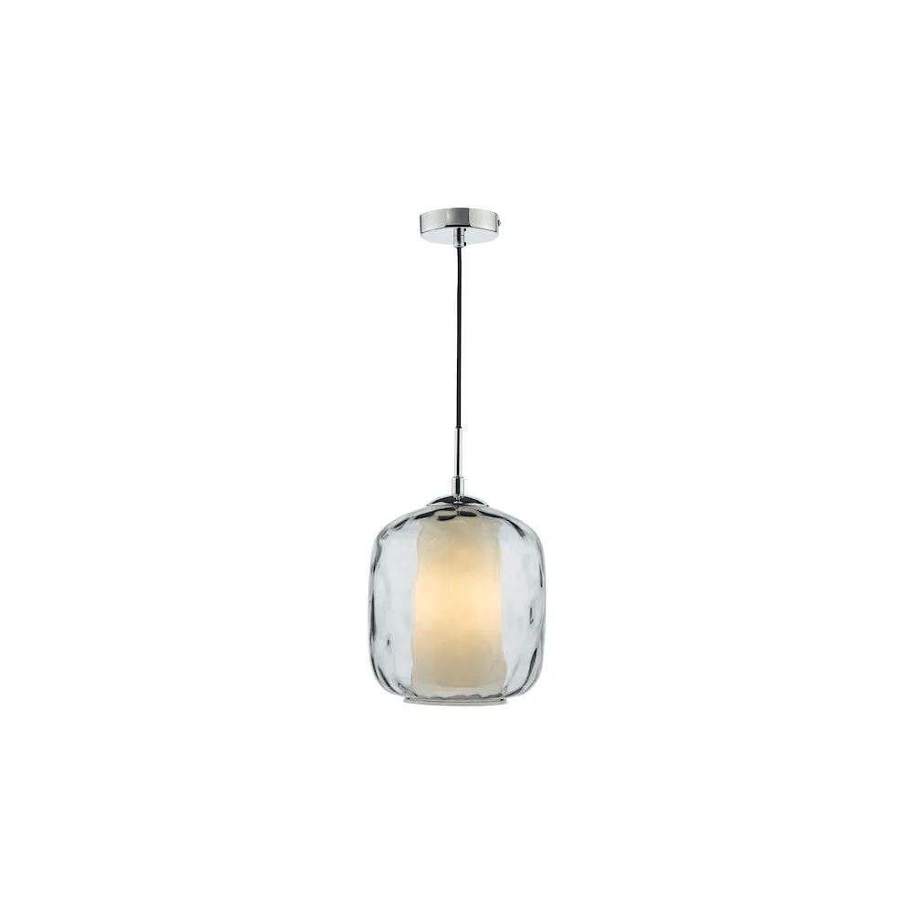 Dar MAJ0150 | Majella Pendant | Polished Chrome & Smoked Glass