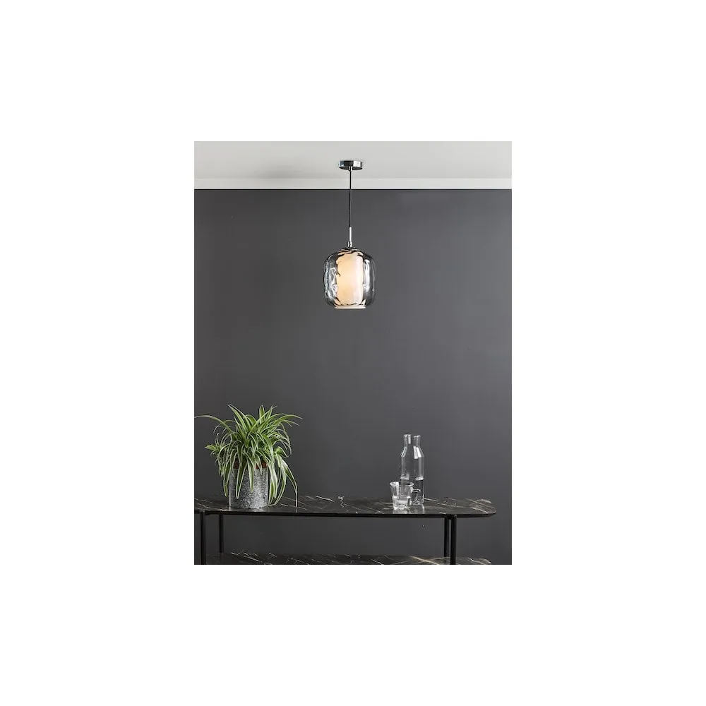Dar MAJ0150 | Majella Pendant | Polished Chrome & Smoked Glass