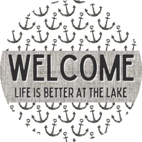 Door Hanger, Nautical Sign, Anchor Sign, Lake Sign, 18" Wood Sign, Round Sign, DecoExchange DECOE-2146-DH