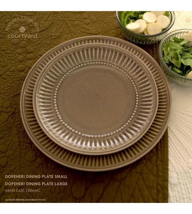 Dopeheri Ceramic Grey Dining Plate | Serving Platter For Home & Restaurants