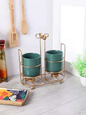 Double Glass Bow Ceramic Platter | Hanging Bowl Planter For Kitchen & Home Decor