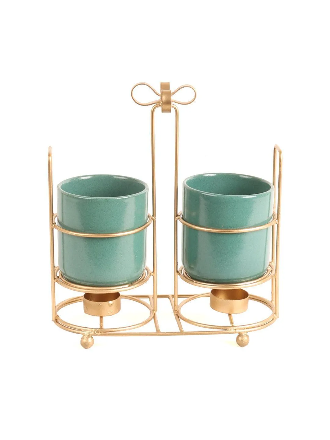 Double Glass Bow Ceramic Platter | Hanging Bowl Planter For Kitchen & Home Decor