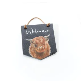 Dougal Highland cow Welcome Plaque