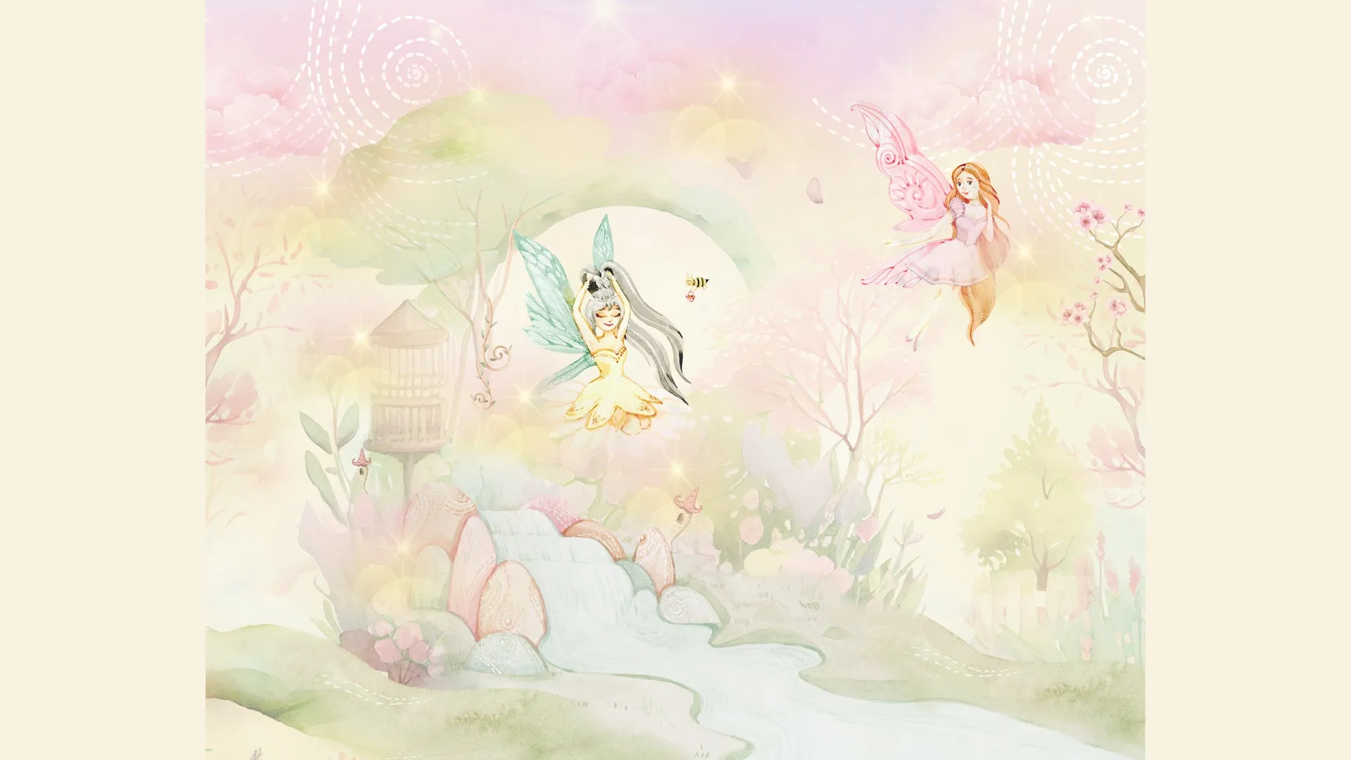 dreamy fairy land wallpaper for girls room