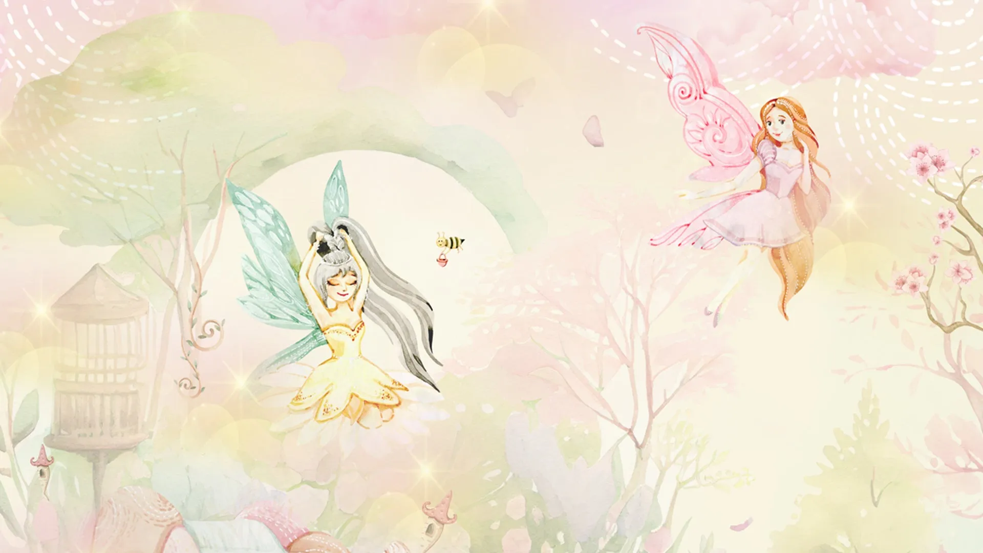 dreamy fairy land wallpaper for girls room