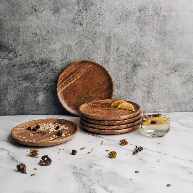 Dune Acacia Wood Dinner Plates | 8 Inches