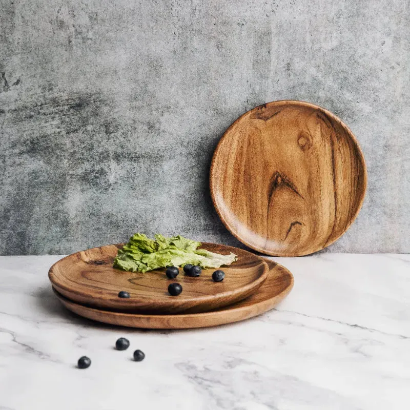 Dune Acacia Wood Dinner Plates | 8 Inches