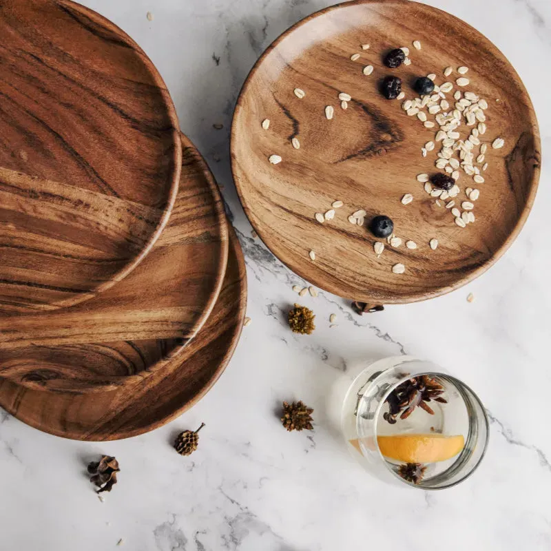 Dune Acacia Wood Dinner Plates | 8 Inches