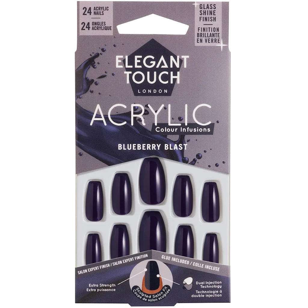 Elegant Touch False Nails Acrylic Colour Infusions - Blueberry Blast