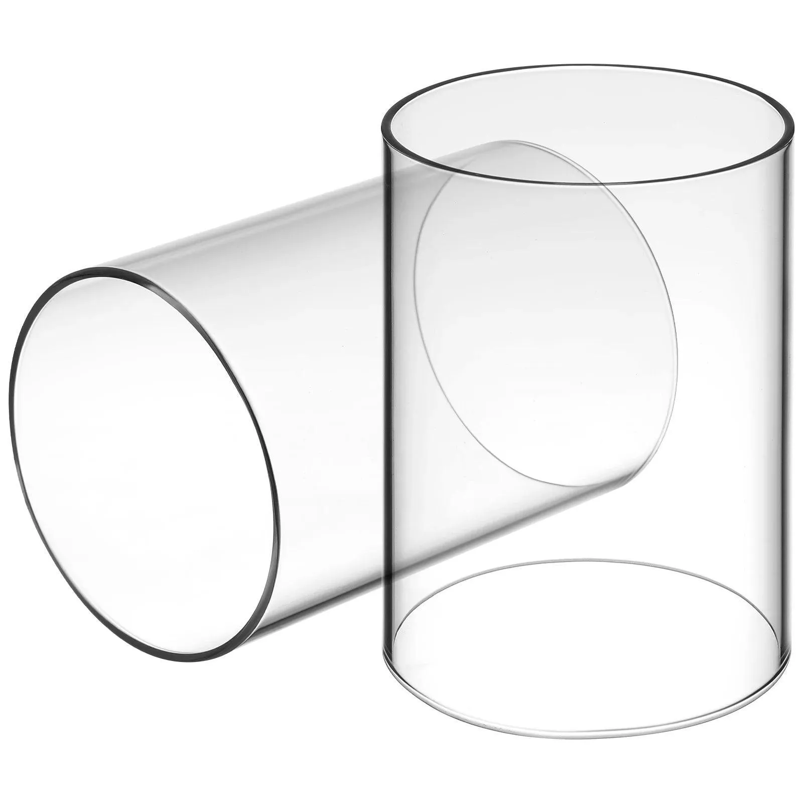 Elegant Transparent Glass Candle Covers Set of 2