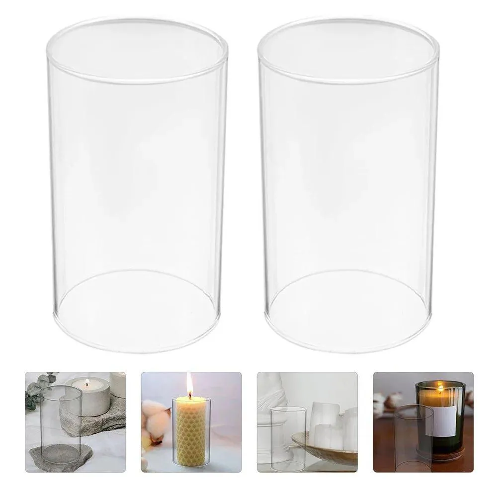 Elegant Transparent Glass Candle Covers Set of 2