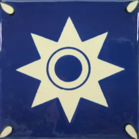 Especial Decorative Tile - Estrella Blanco Sobre Azul
