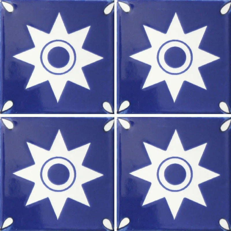 Especial Decorative Tile - Estrella Blanco Sobre Azul