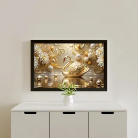 Ethereal Midas Swan Wall Painting