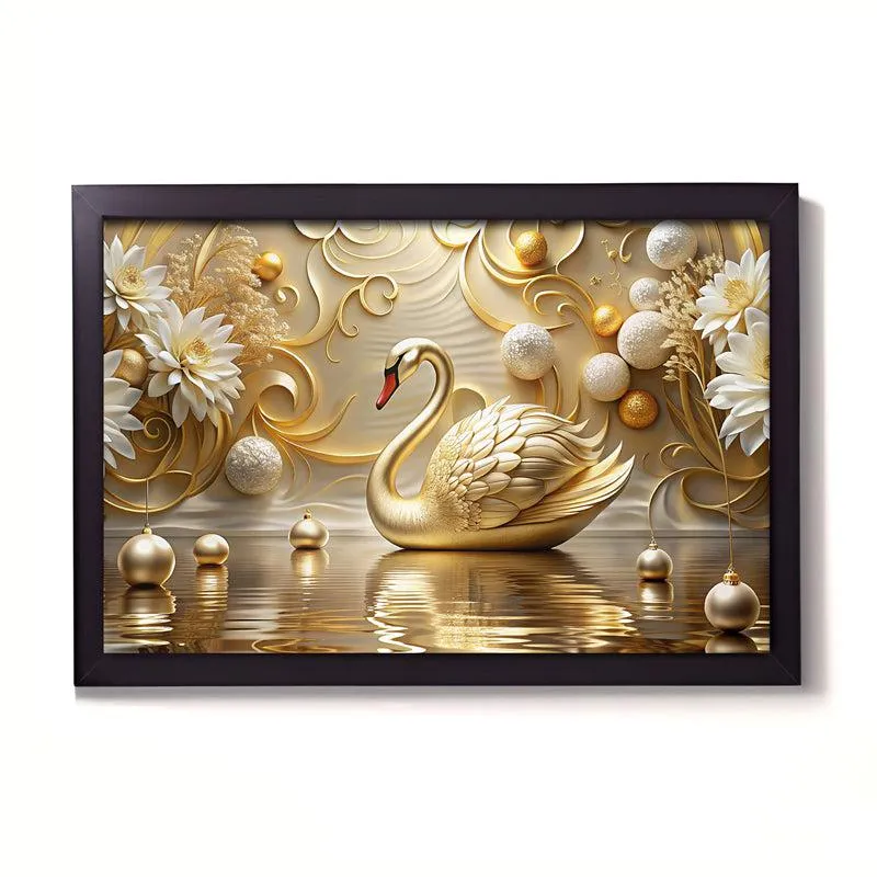 Ethereal Midas Swan Wall Painting