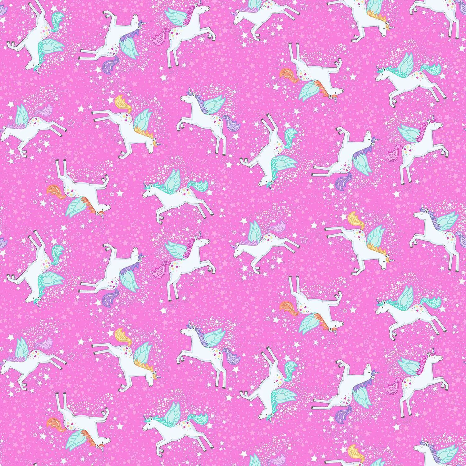 Fairy Dust | Pink Unicorn by Makower UK for Andover Fabrics | MU-050-P