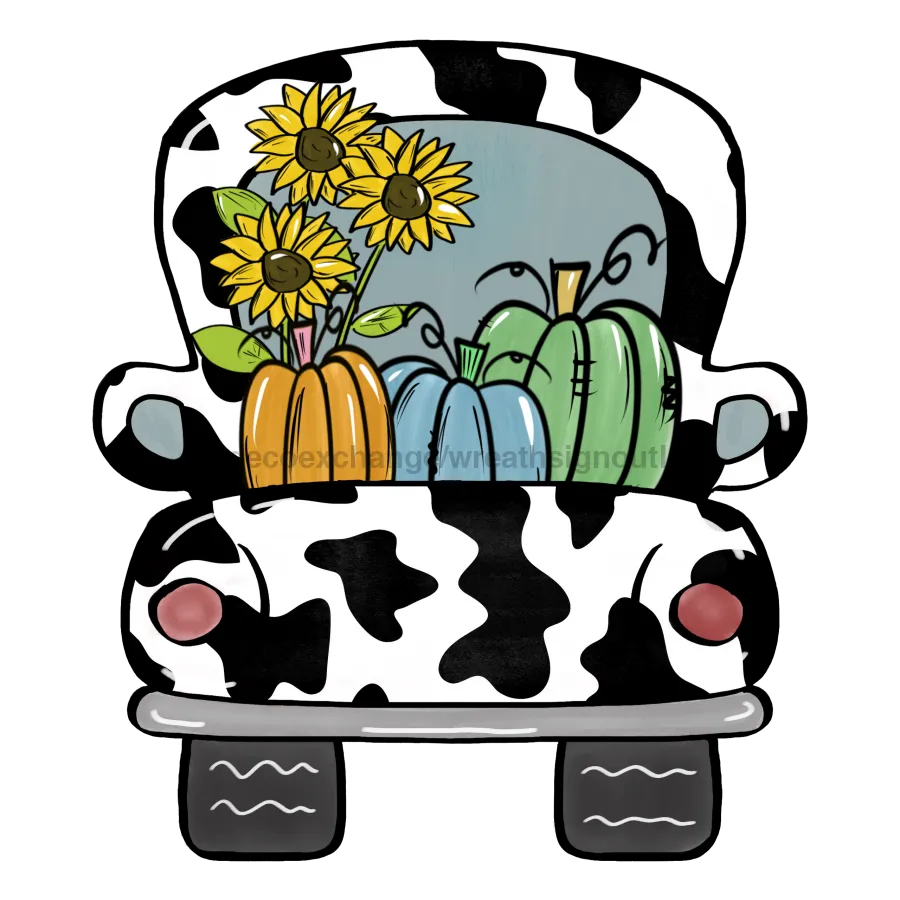 Fall Sign, Fall Truck Sign, Cow print sign, wood sign, DECOE-W-040-DH