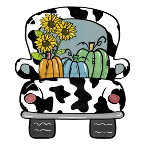Fall Sign, Fall Truck Sign, Cow print sign, wood sign, DECOE-W-040-DH