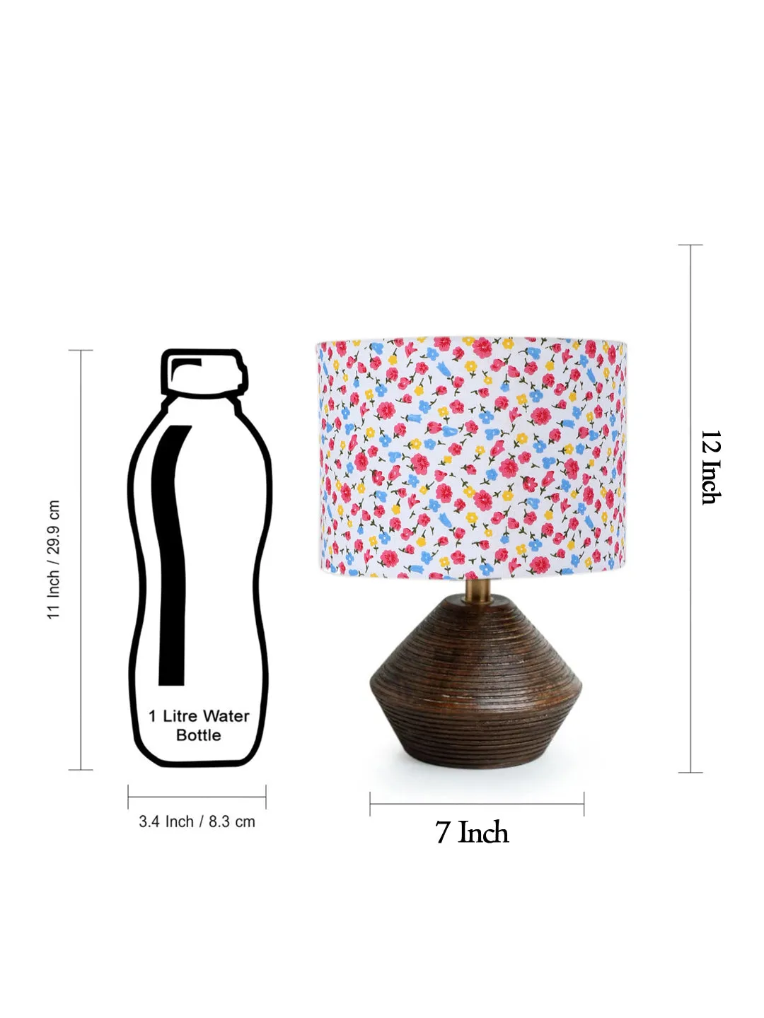 Fashionable Cotton Table Lamp with Wood Natural Base | 7 x 12 inches