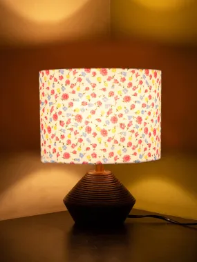 Fashionable Cotton Table Lamp with Wood Natural Base | 7 x 12 inches