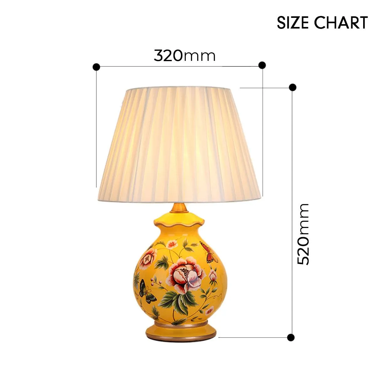 FLORA FLOWER PATTERN CERAMIC TABLE LAMP