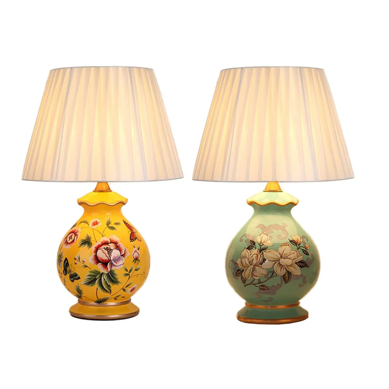 FLORA FLOWER PATTERN CERAMIC TABLE LAMP