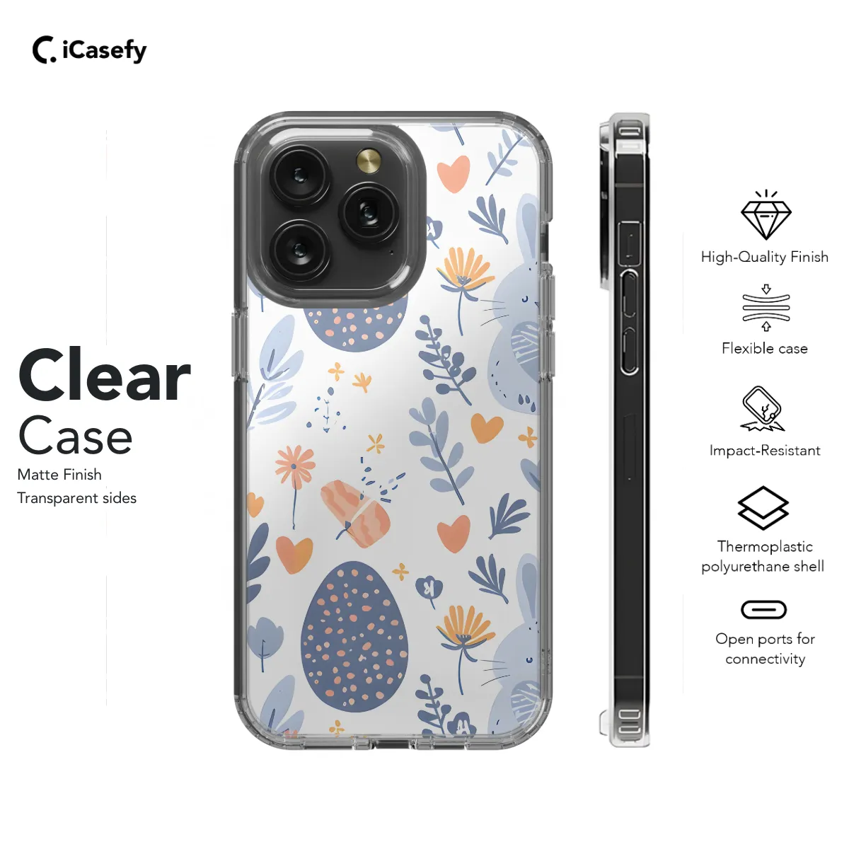 Floral Cute Pastel Easter Eggs Bunnies Phone Case iPhone Samsung Cover Pixel 1151