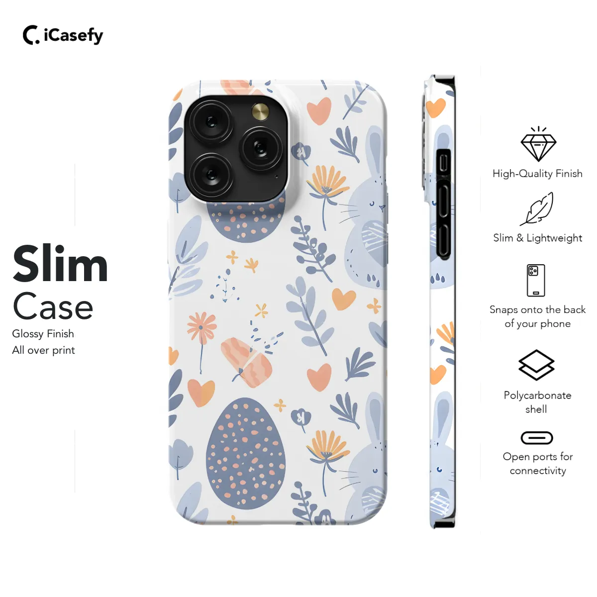 Floral Cute Pastel Easter Eggs Bunnies Phone Case iPhone Samsung Cover Pixel 1151