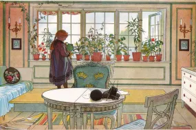 Flowers On The Windowsill (Blomsterfönstret) - Carl Larsson - Water Colour Painting