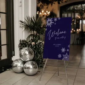 Frosty Navy Blue Welcome Sign