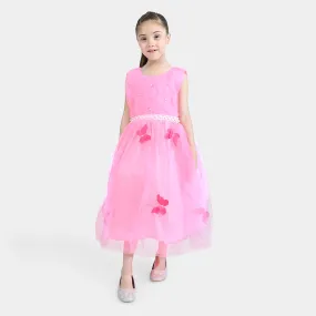 Girls Fancy Frock Pleated-Pink
