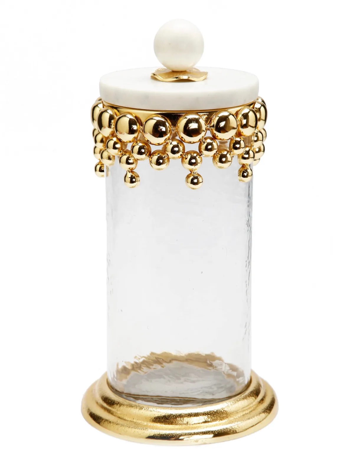 Glass Canister With Gold Tear Drops Design and Marble Lid (3 Sizes)