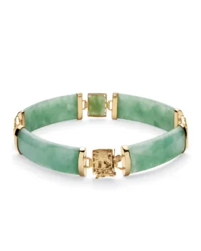 Green Jade Dragon Link Bracelet in Gold-Plated .925 Sterling Silver 7.25" | Green