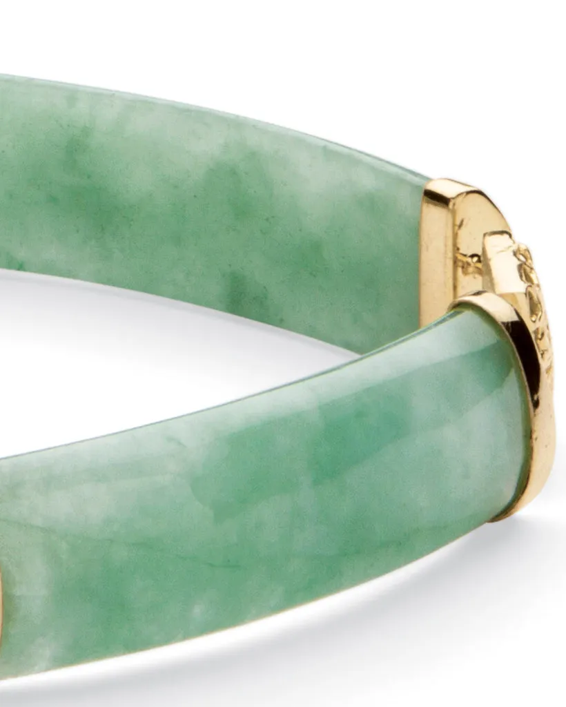 Green Jade Dragon Link Bracelet in Gold-Plated .925 Sterling Silver 7.25" | Green