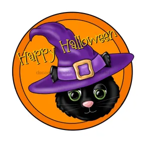Halloween Sign, Black Cat Sign, Happy Halloween, wood sign, PCD-W-016-DH