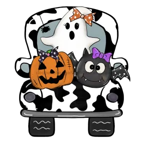 Halloween Sign, Halloween Truck Sign, Cow print sign, wood sign, DECOE-W-041-DH