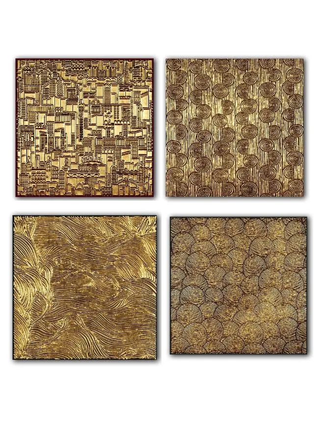 Hand-Painted Floating Frame Canvas Wall Art – Set of 4 Paintings, 40cm Height, 2.7cm Thick – Home & Office Décor