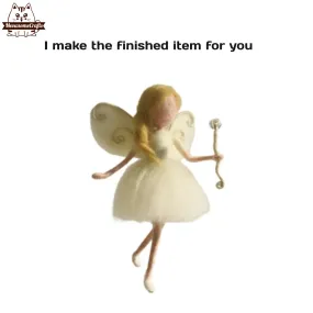 Handmade Needle Felted Magical White Dress Fairy Holding Magic Wand | Finished Felted Fairy