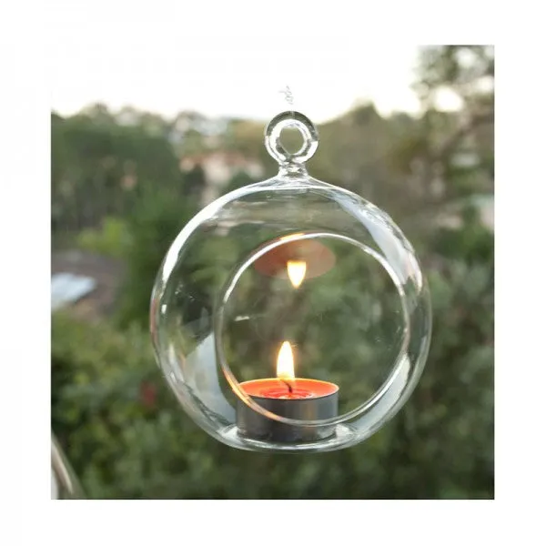 Hanging Glass Ball Tealight Candle Holder Small