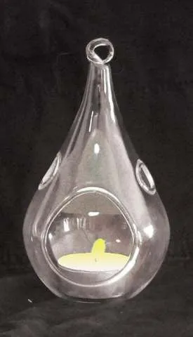 Hanging Glass Teardrop Tealight Candle Holder Large
