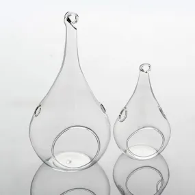 Hanging Glass Teardrop Tealight Candle Holder Large