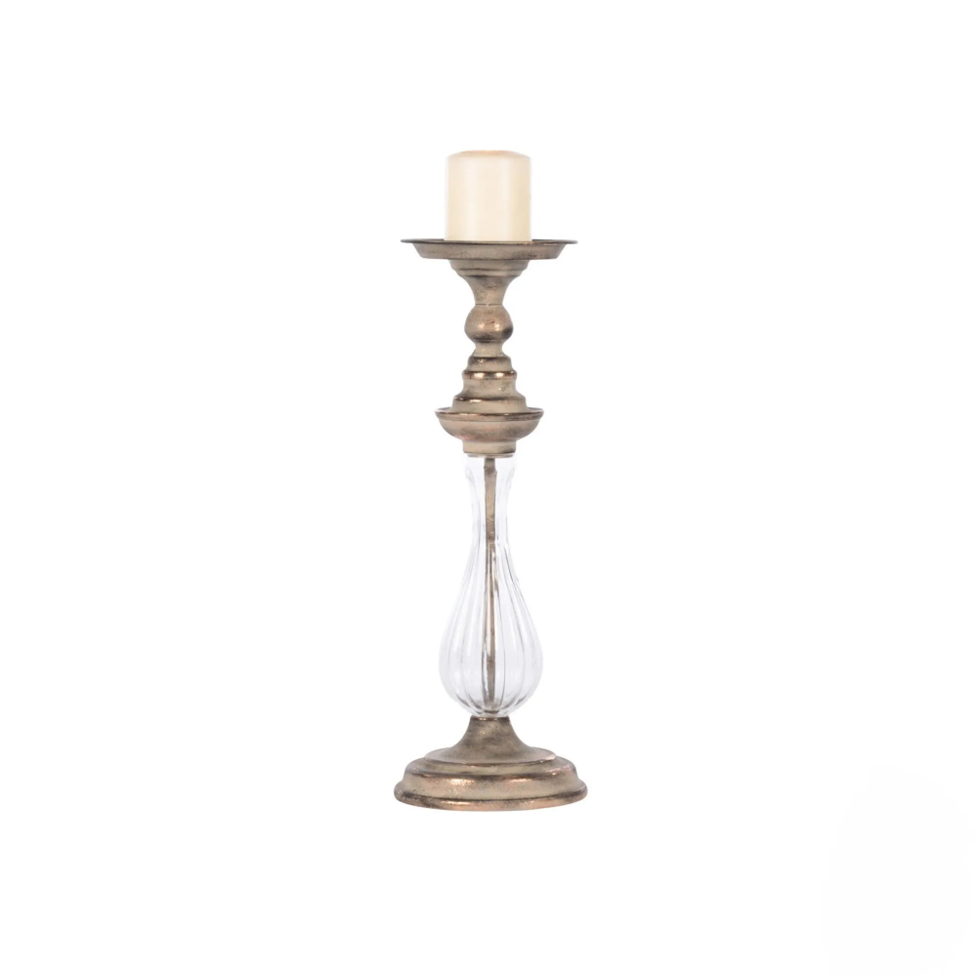 Harriet Pillar Candle Holder Antique Copper