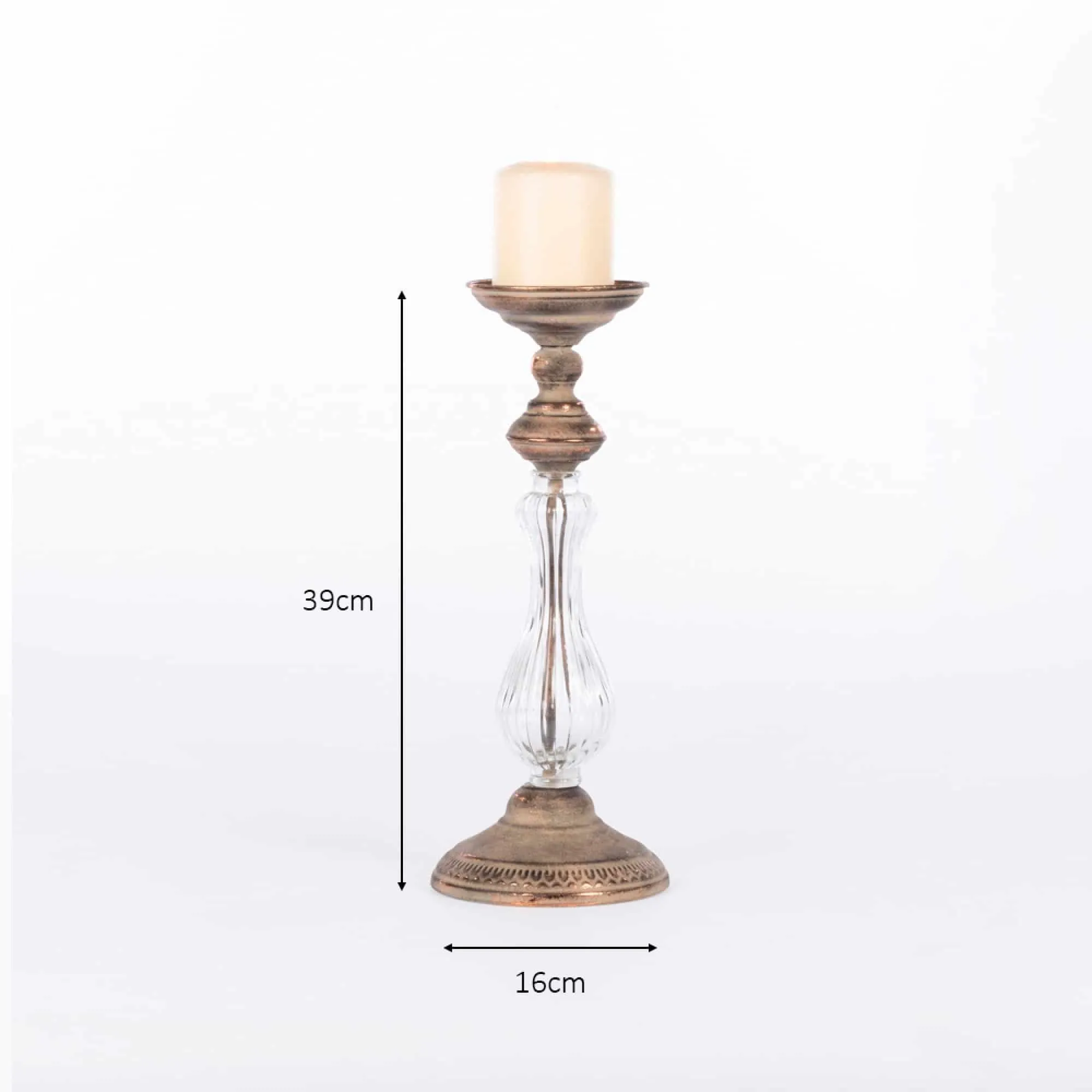 Harriet Pillar Candle Holder Antique Copper